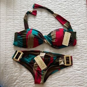 NWT L*Space Multicolor Bikini with Gold Details